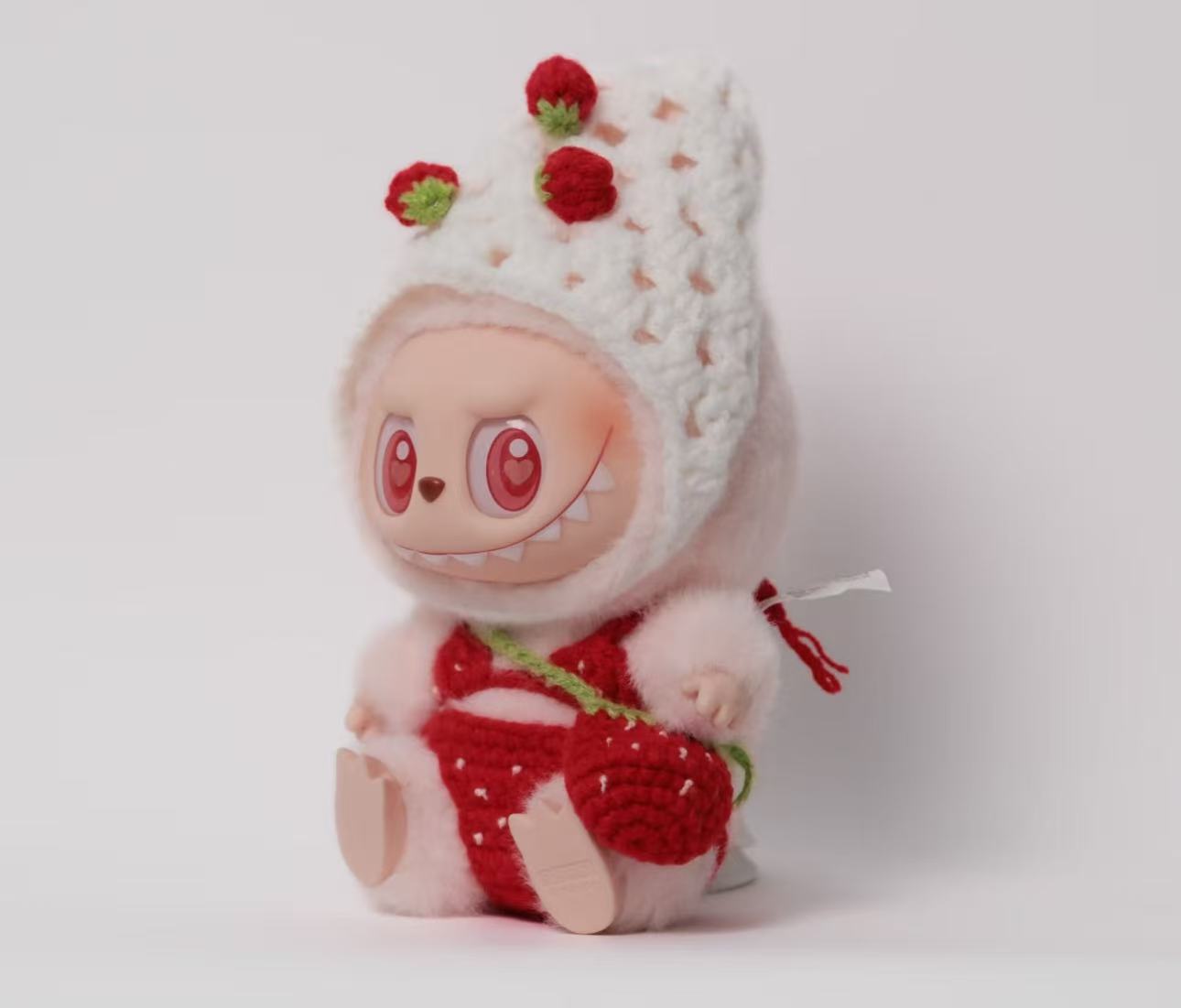 Labubu Strawberry Crochet Outfit (Clothes Only)