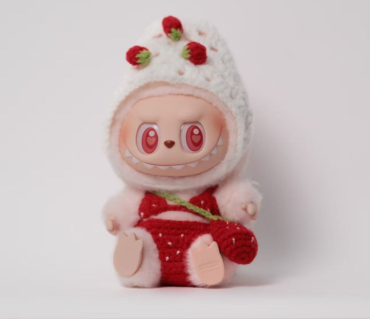 Labubu Strawberry Crochet Outfit (Clothes Only)