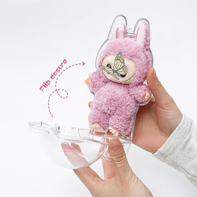 Clear Acrylic Protection Display Case for LABUBU Big into Energy and Exciting Macaron