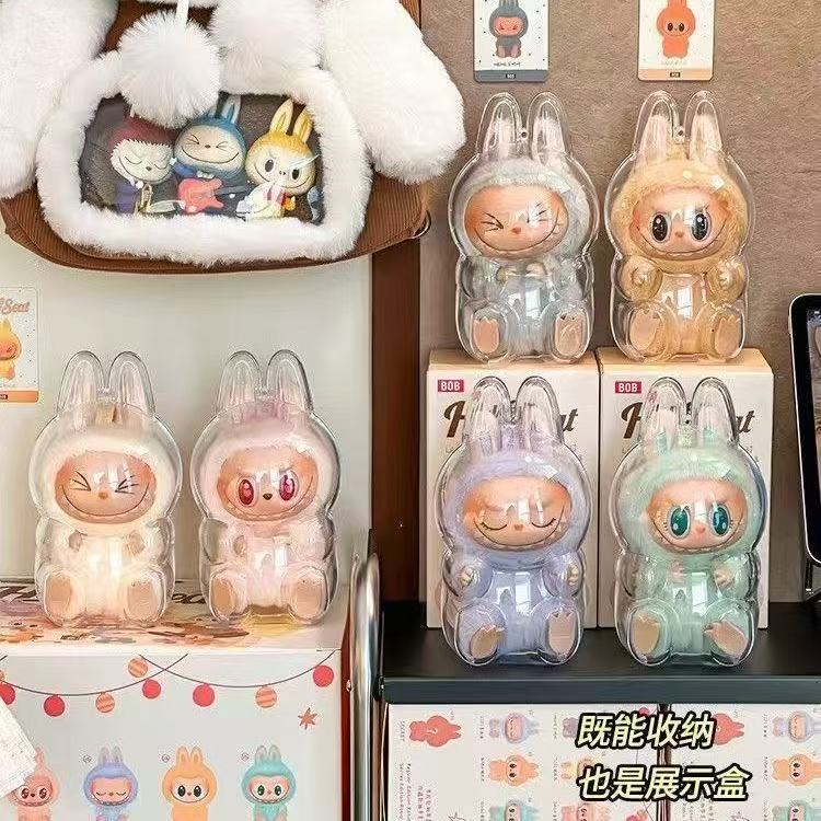 Clear Acrylic Protection Display case for labubu have a seat