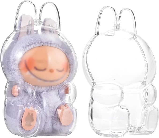 Clear Acrylic Protection Display case for labubu have a seat