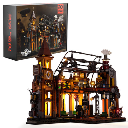 FUNWHOLE - Steampunk Train Station 1843PCS - Building Block Toy - Australia