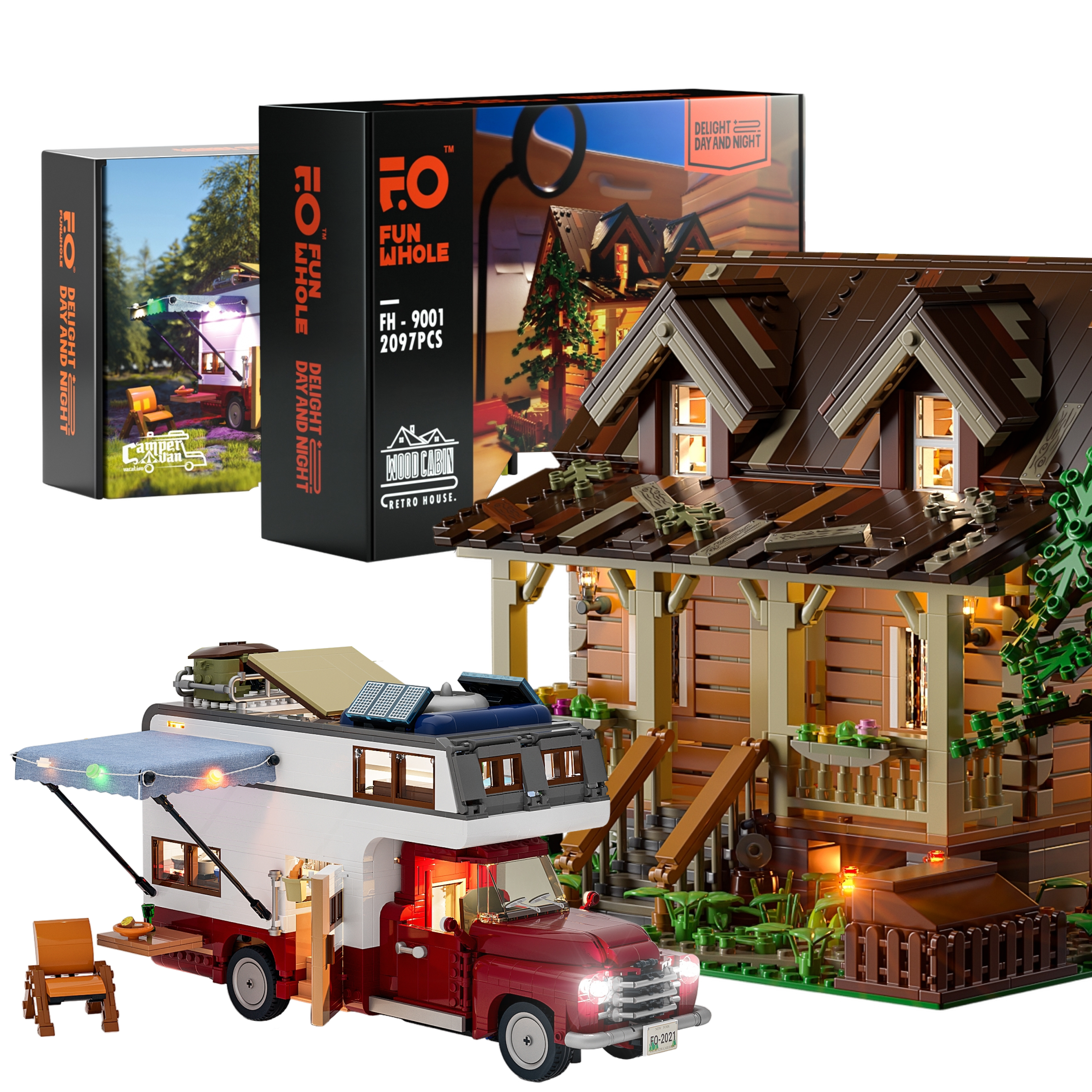 Funwhole Wood Cabin +  Camper Van Bundle